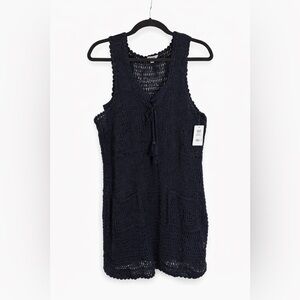NWT Lucky Brand Black Handcrafted hand knitted dress Size Med